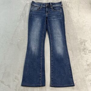 American Eagle Kick Boot Super Stretch Jeans Womens 4 Long 29x30 Boho Faded